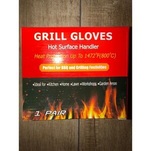 QUWIN Grill Gloves Heat Resistant 1472F BBQ Grilling Oven Mitts Silicone Black
